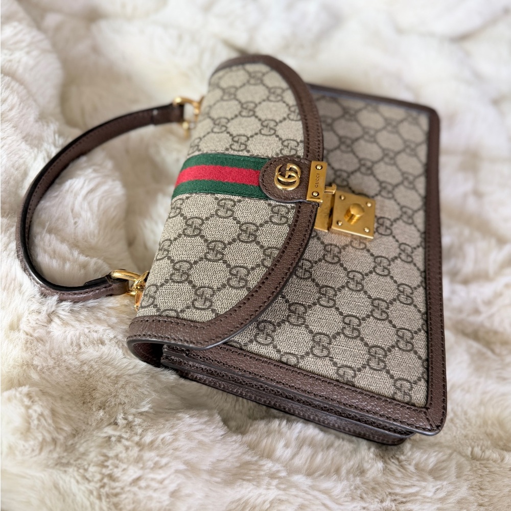 Gucci Beige and Brown Satchel with Gold Accents - Picture 5 of 5